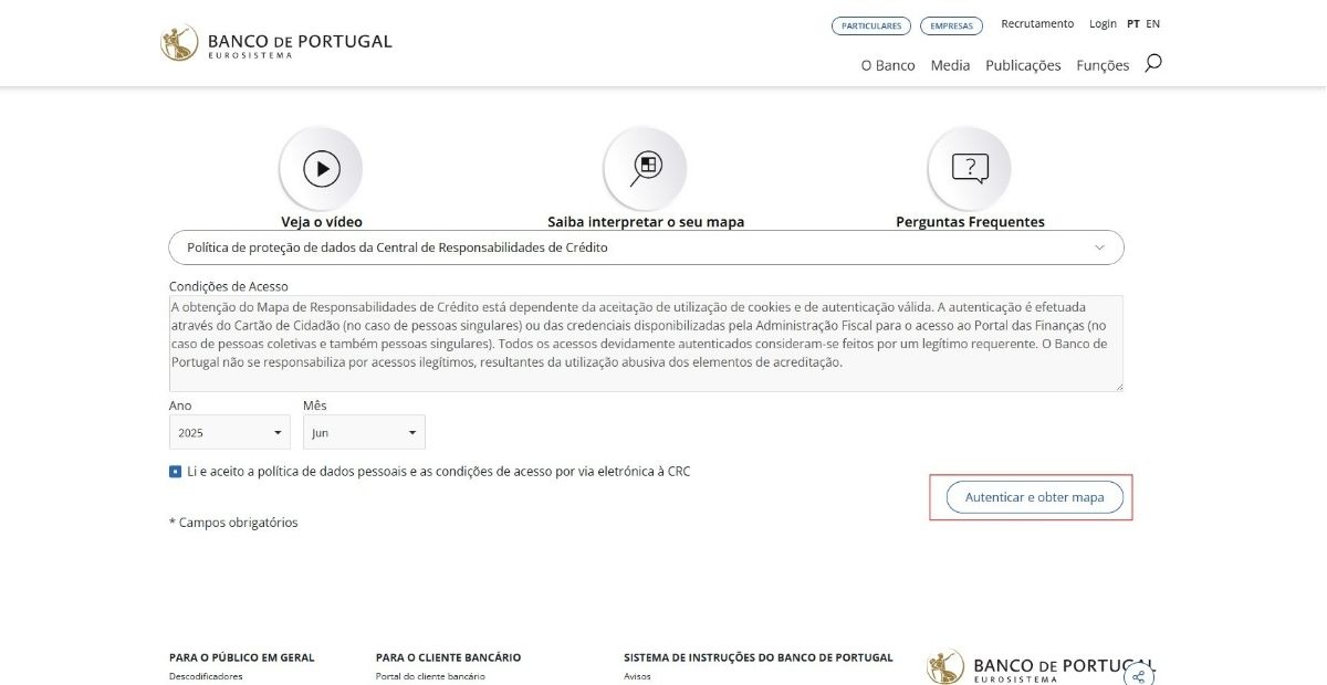 Passo 3. Clicar em “obter mapa”, indicando o mês e o ano pretendidos