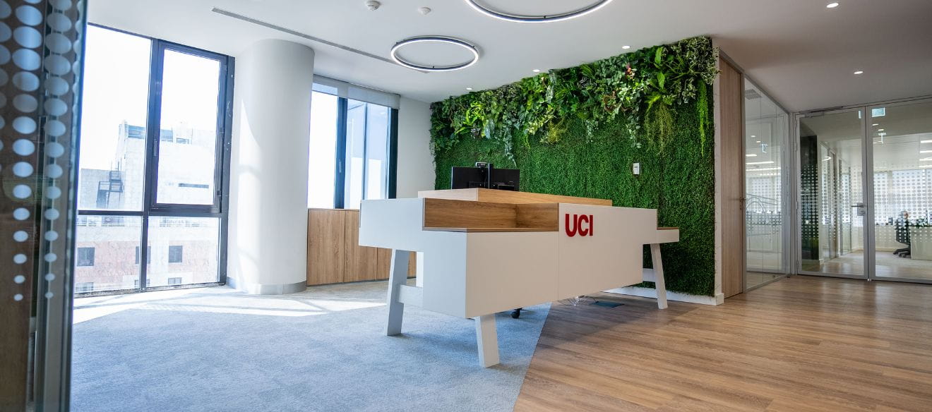 Recepção dos escritórios UCI em Lisboa.